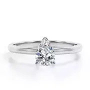 Moissanite Solitaire ring, pear shape 925 Sterling silver ring gift for mother
