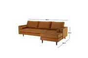 Claude 3-Seater PU Leather Sofa with Chaise - Tan Brown