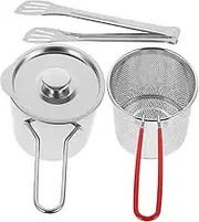 LAPYAPPE Mini Deep Fryer Pan Stainless Steel Heat-Resistant Non-Slip Grip for Breakfast Tea Time