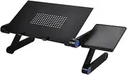 Foret Thin Foldable Laptop Desk Table Ergonomic Adjustable Bedside w Mouse Pad