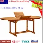 Oval Acacia Wood Outdoor Dining Table Brown Extendable Garden 200x100x74 cm