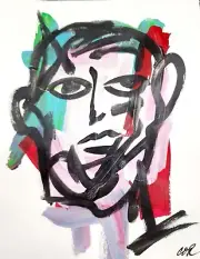 CORBELLIC EXPRESSIONISM 12X9 QUIET LINE PORTRAIT GALLERY MODERNISM COLORFUL ART