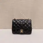 二手精品 CHANEL 香奈兒 MINI COCO 17CM 方胖子 小羊皮 黑色 金CC 單肩斜挎包 A35200