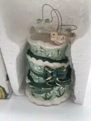Blue Sky Clayworks May Birthday Cake Tea Light Candle Green/White color