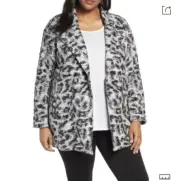 $198 Nic+zoe Plus 3x Leopard Print Faux-fur Coat In Mult L5q