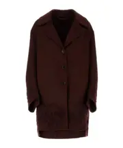 Ermanno Scervino Motif-Embroidered Drop-Shoulder Coat IT44 Burgundy