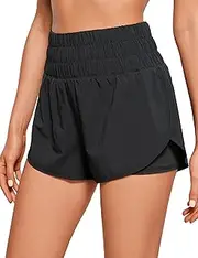 [CRZ YOGA] 2 in 1 High Waisted Running Shorts for Women Breathable Athletic Tennis Gym Workout Shorts with Pocket