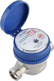 Copper 1.5m3/h 0-40℃ Mechanical Water Meter 15mm 1/2 inch, Vacuum-Packaged Dial, Easy-to-Read Counter with Rotation Function for General Temperature Measurement, Blue, Suitable