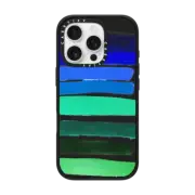 iPhone 16 Pro Impact Case MagSafe Compatible Retro Blue Stripes