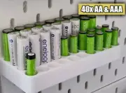 IKEA Skadis Battery Organizer, AA AAA Storage Holder 40 Slots for Pegboard