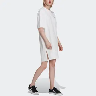 adidas 上衣 女款 短袖上衣 連身裙 洋裝 三葉草 國際碼 TEE DRESS 白 HC2034