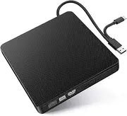 YMY Portable External CD DVD Burner, 2 in 1 USB3.0 & Type-C CD/DVD Recorder for Windows Linux Mac OS, Compatible with Dell XPS, Asus, MacBook, MacBook Pro 2019,2020 (Black)