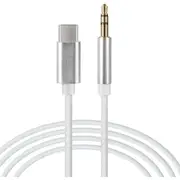 Type C USB-C to 3.5mm Male Audio AUX Cable Adapter 1m/6ft For Car Headphone For iPhone 15 IOS Sumsung Xiaomi Huawei - Silver