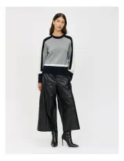 [Veronika Maine] Colour Block Merino & Cotton Jumper in Light Grey