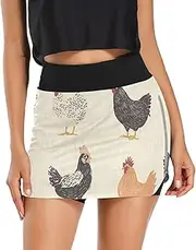 [RPLIFE] Magic School Exercise Skort, Ladies Tennis Skirts with Shorts，Womens Fashion, Chickens Yellow, X-Large
