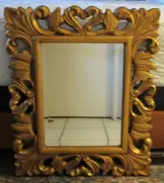 NEW Ornate Baroque Carved Style Gold Framed Rectangle Bevel Mirror 29.5" Tall