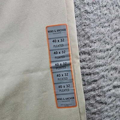 NWT Dockers Chino Pants Men 40 x 32 Wing & Anchor Pleated Front Beige
