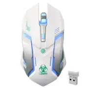 White Wireless Gaming Mouse, Silent Click Wireless Mouse with 3 Level DPI, Re...
