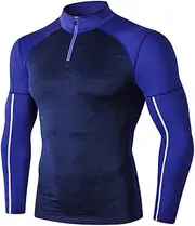 [Abigprofit] Men Jogging Sweatshirt Sport Jacket Zipper Long Sleeve T Shirt Compression Jogging Jacket Navy Blue-Camo 1-2 XL