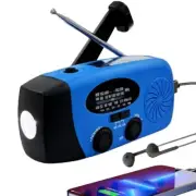 Solar Emergency Hand Crank Weather Radio, Portable Self Powered 5000mAh Blue