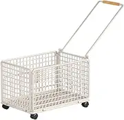Folpus Rolling Laundry Basket Cart Movable Storage Bin 360 Swivel Casters Large Heavy Duty Versatile for Laundry Room Commercial Gym, Large White