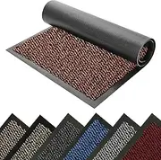 Door Mat Barrier Mat Non Slip Rubber Mats Washable Heavy Duty | Floor Mats Kitchen Rugs Dirt Trapper Doormat Entrance Rug Shoes Scraper Super Absorbent Carpet (Brown, 40CM X 60CM)