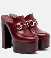 [Gucci] Gucci Horsebit leather platform mules AU 6 burgundy
