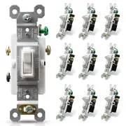3 Way Toggle Light Switch, 15 Amp, 120 V, Toggle Framed AC Quiet Switch, in Wall