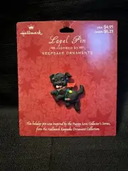 Hallmark PIN Christmas Vintage DOG PUPPY LOVE Black LABRADOR 1998 Holiday NEW!