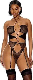 [Pull My Strings Mesh Halterneck Teddy] Women's