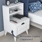 Modern Night Stand with Drawer, Sturdy Bedside Table with Open Shelf and Mini