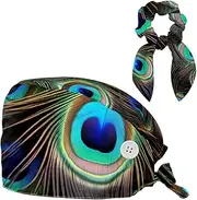 [YTYVAGT] Scrub Caps Women,Scrub Hats Suitable for Women,Animal Peacock Feather Pattern