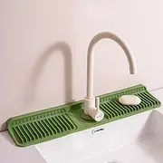 Faucet Draining Mat, Silicone Faucet Splash Guard, Draining Mat for Kitchen Sink, Sink Protectors Sink Faucet Mat Splash Guard for Kitchen Bathroom (Green,24 Inches)