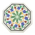 15" Marble Side Table Top Semi Precious Stones Work floral Inlay Art Handmade