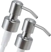 ALTGLAS Twin Pack - 2X Stainless Steel Soap Pump 'Roma' as Replacement for Liquid Hand Soap Dispensers (Silver Brushed) - Fits e.g. Jack Bottle