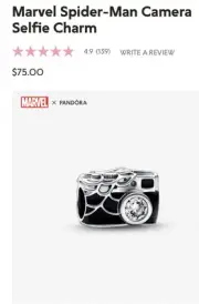 Authentic Pandora #792352C01 Marvel Spider-Man Camera Selfie Charm