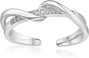 [Lavari Jewelers] 0.03 Carat Natural Diamond Spiral Style Toe Ring for Women in 925 Sterling Silver (H-I, I2-I3, 0.03 cttw) Hypoallergenic One Size Adjustable Intertwined Style Toe Ring, Metal gemstone, Diamond