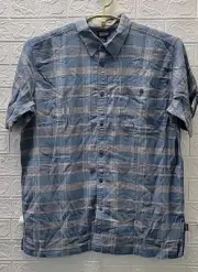 New Patagonia Lightweight Short Sleeve Button Up Discovery Shirt Blue Sz XLg
