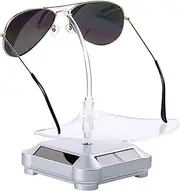 [generic] Sunglasses Organizer, Glasses Display Stand Set with 360° Rotating, Acrylic Sunglasses Storage Rack with Base, for Table Dresser Desk Bedroom Tabletop Silver