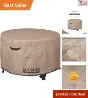 Large Premium Waterproof Round 44 inch Fire Pit Table Cover - Durable Polyester