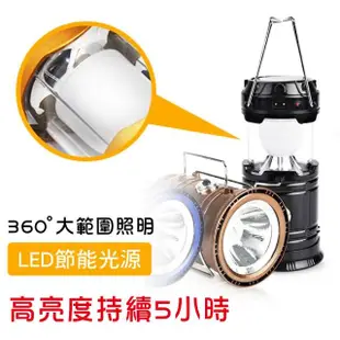 【新錸家居】升級手電筒款-LED太陽能戶外充電攜帶伸縮式露營燈(輕巧方便 可掛可提 照明燈)