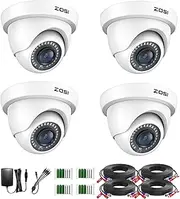 ZOSI 4 Pack 2MP Full HD TVI Outdoor Home Security Camera Set, 1920TVL IP66 Weatherproof CCTV 1080P Surveillance Camera for 4K/5MP/1080P TVI Analog DVR System, 80ft Night Vision
