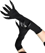 [Ｗoowayo] Men's and Women's Scary Long Nails Cosplay Ghost Witch Devil Paw Gloves (Silver)