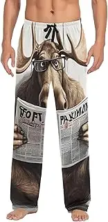 [XYMZR] Toilet Moose Funny Men's Pajama Bottoms Lounge Pajama Pants Sleep Bottoms with Pockets for Men S