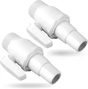 SUNXIZ 2 Pack SP0729 2 Way Econoline Ball Valve Replacement Compatible with Hayward Pool Filter 1.5" MIP x 1.5” - 1.25” ABS Plastic Non-Corrosive Maximum 50 Psi Pressure Rating White