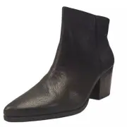 Sun Stone Womens 11 M Black Leather Block Heel Zip Up Ankle Booties NIB YO2