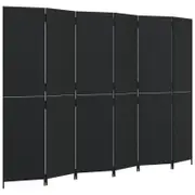 vidaXL Room Divider with 6 Panels Privacy Decorative Screen Black Poly Rattan