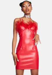 Cherry No Ordinary Vixen Vegan Leather Dress