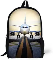 [ANYFOCUS] (backpack airplane 4) - Students Backpack,43cm Bookbag 3D Aeroplane Print for teen girls boys Kids