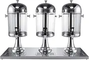 Drinks Dispenser, Clear Glass Drinks Dispenser Beer Water Juice Cold Beverages, Cocktails, Punch, Water, Chilled Refreshments with Tight Lid and Tap Stand (Three Head,Silver)